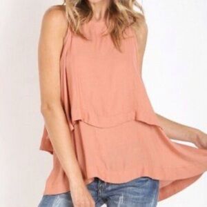 💚Free People Coral Bell Sleeve Tank Top Open Back